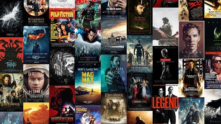 Movie poster collage featuring classic films